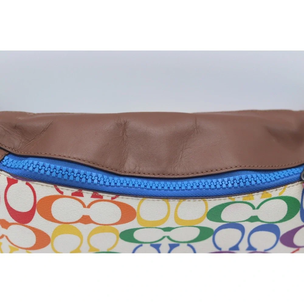 Coach Pride Rainbow Signature C Belt Bag Brown Leather Fanny Pack Crossbody - Picture 2 of 10